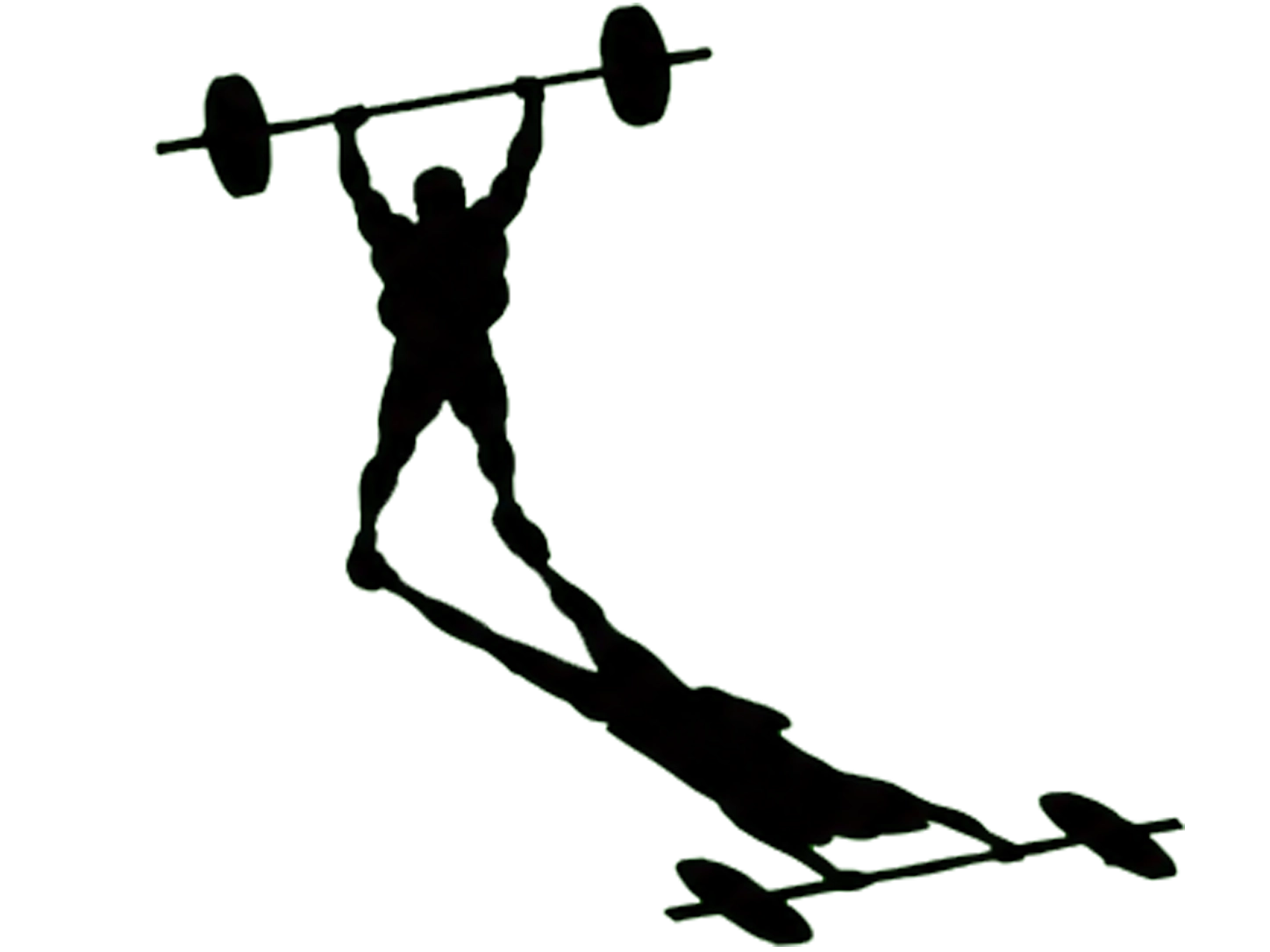 Silhouette of a lifter pressing a barbell overhead.
